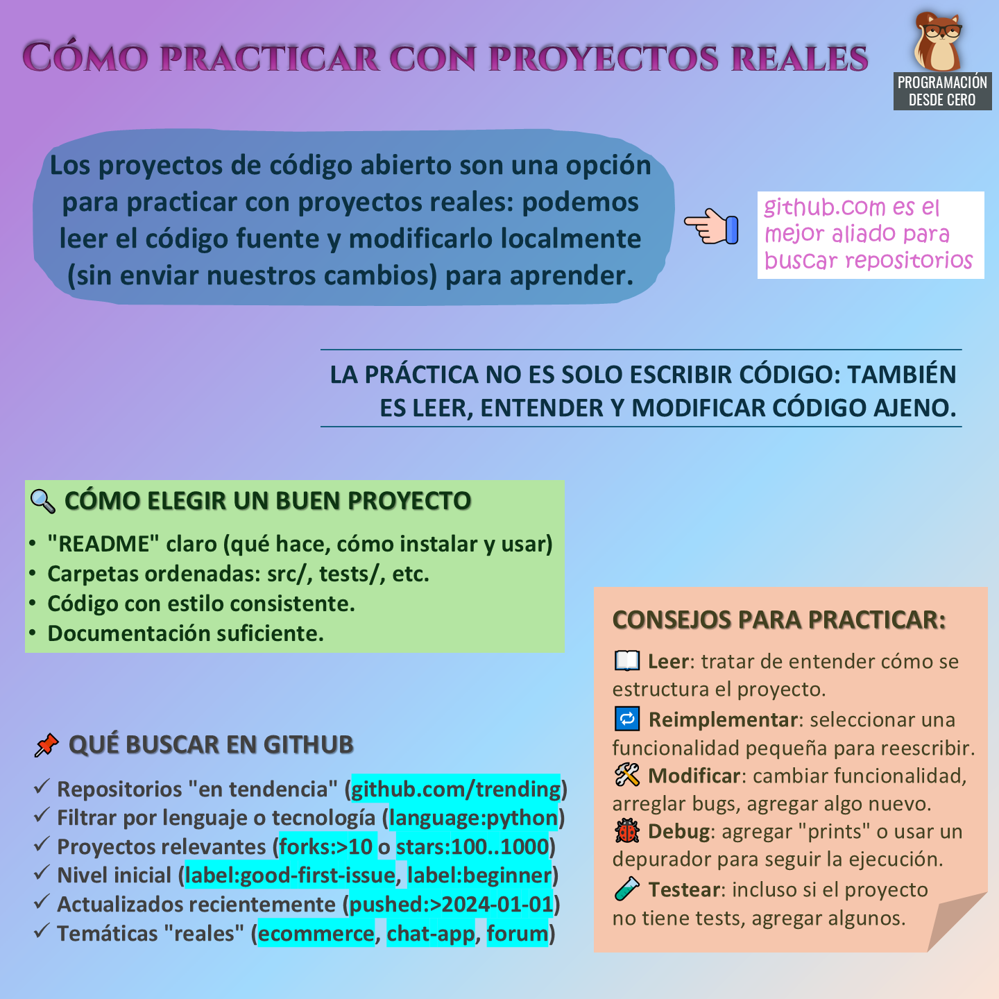 Practicar con proyectos reales