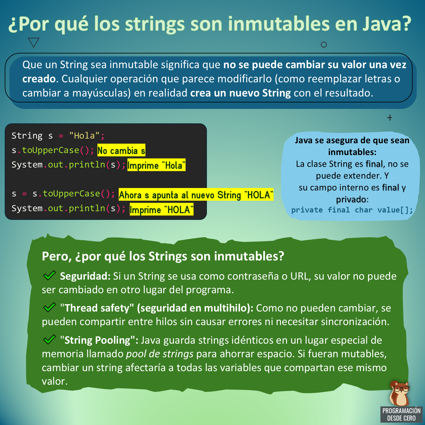 Por qué los strings son inmutables en Java